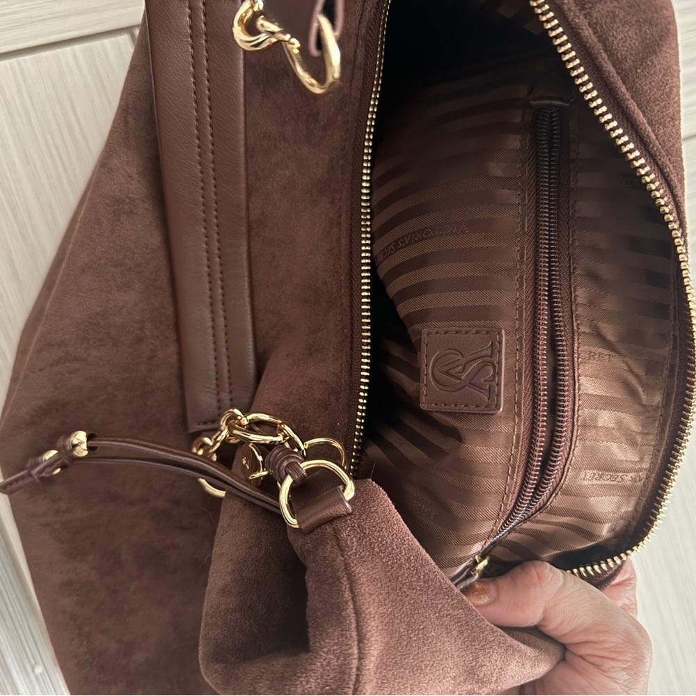 VS Brown Suede Hobo Shoulder Bag - Picture 4 of 8
